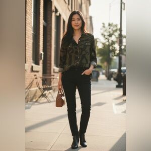 Lauren Ralph Lauren Green and Black Blouse